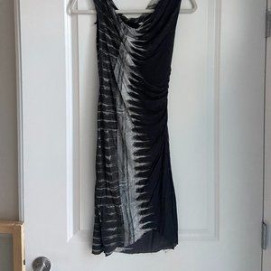 Helmut Lang Asymmetrical Black Patterned Dress